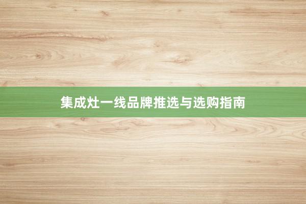 集成灶一线品牌推选与选购指南